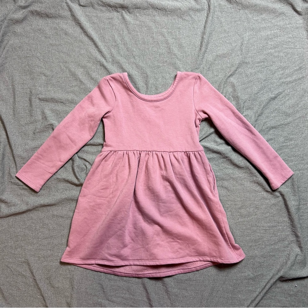 Cat & Jack pink long sleeve skater dress cozy sweater lined xs